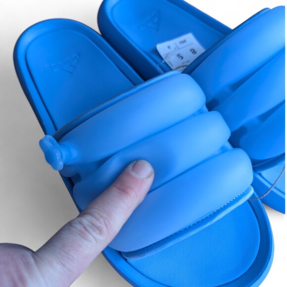 Adidas Adilette Pool Slides Blue Slip On Inflatable Tubing Flip Flops NWT - Picture 1 of 8